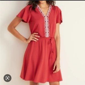Old Navy Embroidered Top Fit and Flare Dress
